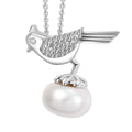 Freshwater Pearl and Moissanite Pendant Necklace in Platinum Over Sterling Silver 20 Inches - Sticky add to cart bar