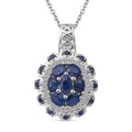 Kanchanaburi Blue Sapphire and White Zircon 2.25 ctw Pendant Necklace in Rhodium Over Sterling Silver 20 Inches - Sticky add to cart bar
