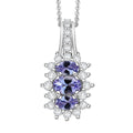 Tanzanite, White Zircon Pendant Necklace (20 Inches) in Rhodium Over Sterling Silver 1.60 ctw - Sticky add to cart bar
