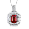 D'Joy Hessonite Garnet and Moissanite 4.15 ctw Pendant Necklace (20 Inches) in Rhodium Over Sterling Silver - Sticky add to cart bar