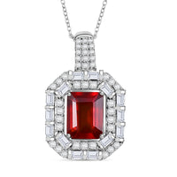 D'Joy Hessonite Garnet and Moissanite 4.15 ctw Pendant Necklace (20 Inches) in Rhodium Over Sterling Silver