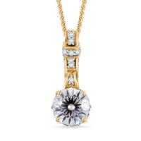 Crisantemo Cut Moissantie 1.60 ctw Pendant Necklace in 18K Vermeil Yellow Gold Over Sterling Silver 20 Inches