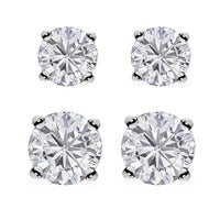 Moissanite Set of 2 Earrings in Rhodium Over Sterling Silver 1.35 ctw