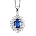 Kashmir Kyanite and Multi Gemstone 2.80 ctw Scarlet Starburst Pendant Necklace in Rhodium Over Sterling Silver 20 Inches - Sticky add to cart bar