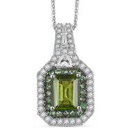 Hebei Peridot and Multi Gemstone 3.70 ctw Pendant Necklace in Rhodium Over Sterling Silver 20 Inches