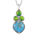 Mojave Blue and Green Turquoise 12.00 ctw Pendant Necklace 20 Inches in Stainless Steel - Sticky add to cart bar