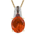 Luxoro 10K Yellow Gold Mexican Cherry Fire Opal, Padparadscha Sapphire (BT), Natural Champagne and White Diamond 3.35 ctw Pendant Necklace 20 Inches - Sticky add to cart bar