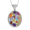 D'Joy Multi Gemstone 6.15 ctw Prism Bloom Pendant Necklace in Rhodium Over Sterling Silver 20 Inches - Sticky add to cart bar