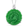 Green Jade (D) 53.50 ctw Carved Peacock Pendant Necklace in Rhodium Over Sterling Silver 18 Inches - Sticky add to cart bar