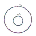 2 Piece Set - Spiga Chain Necklace (22-24 Inches) and Bracelet (7.5-9.5In) in ION Plated Rainbow Color Stainless Steel - Sticky add to cart bar