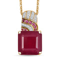 TLV Asscher Cut Niassa Ruby (FF), Multi Gemstone Pendant Necklace (20 Inches) in 18K Vermeil YG Over Sterling Silver 12.40 ctw - Sticky add to cart bar