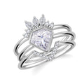 Set of 3 - Diamond Cut Moissanite (Fancy 8x8 mm) Stackable Ring in Rhodium Over Sterling Silver (Size 5) 2.00 ctw - Sticky add to cart bar