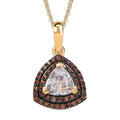 D'Joy Premium Malagasy Moonstone and Champagne Zircon 1.35 ctw Double Halo Pendant Necklace in 18K Vermeil Yellow Gold Over Sterling Silver 20 Inches - Sticky add to cart bar