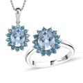 Signity Pariaba Topaz, Sky Blue Topaz Ring (Size 7.0), Pendant in Platinum Over Sterling Silver with Stainless Steel Necklace (20 Inches) 5.50 ctw - Sticky add to cart bar
