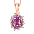 Premium Madagascar Purple Sapphire and Multi Gemstone 1.10 ctw Pendant Necklace in 18K Vermeil Rose Gold Over Sterling Silver 20 Inches - Sticky add to cart bar