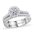 Luxuriant Lab Grown Diamond Stackable Set of 2 Ring in Rhodium Over Sterling Silver (Size 7.0) 1.20 ctw - Sticky add to cart bar