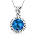 Electric Blue Topaz Pendant Necklace (20 Inches) in Rhodium Over Sterling Silver 3.50 ctw - Sticky add to cart bar