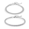 One Time Only Simulated Diamond Set of 2 Tennis Bracelet in Stainless Steel (7.50In) 13.00 ctw - Sticky add to cart bar