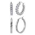 One Time Only Simulated Diamond Set of 2 Hoop Earrings in Stainless Steel 6.00 ctw - Sticky add to cart bar