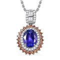 Luxoro AAA Tanzanite, Padparadscha Sapphire (BT) and Diamond 2.50 ctw Double Halo Pendant Necklace in 10K White Gold 20 Inches - Sticky add to cart bar