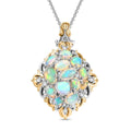 Ethiopian Welo Opal and White Zircon 2.25 ctw Cluster Filigree Pendant Necklace in 18K Vermeil YG and Rhodium Over Sterling Silver 20 Inches - Sticky add to cart bar