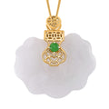 Natural Jade Carved and Green Jade (D) 54.20 ctw Cloud Pendant Necklace in 18K Vermeil Yellow Gold Over Sterling Silver 20 Inches - Sticky add to cart bar