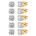 Set of 5 Luxuriant Lab Grown Diamond (G-H, SI) Stud Earrings in Vermeil YG Over Sterling Silver 5.00 ctw - Sticky add to cart bar