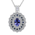 AAA Tanzanite and Multi Gemstone 1.75 ctw Regal Eclipse Pendant Necklace in Rhodium Over Sterling Silver 20 Inches - Sticky add to cart bar