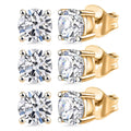 Set of 3, Luxuriant Lab Grown Diamond G SI1 3.00 ctw Solitaire Stud Earrings in 14K Yellow Gold - Sticky add to cart bar