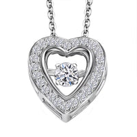 Luxuriant Lab Grown Diamond G-H SI 0.20 ctw Heart Dancing Pendant Necklace in Rhodium Over Sterling Silver 20 Inches