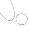 Box Link Chain Necklace 24 Inches and Bracelet (9.00In) in ION Plated YG and Stainless Steel - Sticky add to cart bar