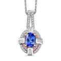 AAA Tanzanite and Multi Gemstone 1.15 ctw Art Deco Pendant Necklace in 14K RG and Rhodium Over Sterling Silver 20 Inches - Sticky add to cart bar