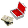 Set Of 2 Silver & White Nesting Storage Cross Embossed Aluminium Oxidized & Bling Box - Sticky add to cart bar