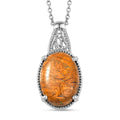 Karis Script Stone Pendant Platinum with Stainless Steel Necklace (20 Inches) 12.65 ctw - Sticky add to cart bar