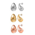 Set of 3 Simulated Diamond 3.00 ctw Raindrop Earrings in ION Plated Yellow, Rose Gold and Stainless Steel - Sticky add to cart bar
