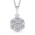Moissanite (Rnd 4mm) Floral Pendant Necklace in Rhodium Over Sterling Silver (20 Inches) 1.30 ctw - Sticky add to cart bar
