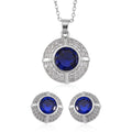 Set of 2 Karis Simulated Blue Diamond, White Crystal Necklace (20-22 Inches), Earrings in Slivertone 3.00 ctw - Sticky add to cart bar