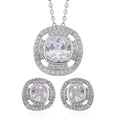 Set of 2 Karis Simulated Diamond, White Crystal Necklace (20-22 Inches), Earrings in Slivertone 3.00 ctw - Sticky add to cart bar