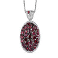 Premium Anthill Garnet and White Zircon 6.40 ctw Marigold Flower Pendant Necklace in Rhodium Over Sterling Silver 20 Inches - Sticky add to cart bar
