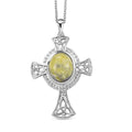 Connemara Marble 5.15 ctw Celtic Cross Pendant in Platinum Over Sterling Silver with Stainless Steel Necklace 20 Inches - Sticky add to cart bar