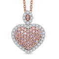 Natural Pink and White Diamond 0.50 ctw Heart Pendant Necklace in Vermeil Rose Gold Over Sterling Silver 20 Inches - Sticky add to cart bar