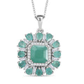 Grandidierite and White Zircon 6.00 ctw Cocktail Pendant Necklace in Rhodium Over Sterling Silver 20 Inches - Sticky add to cart bar
