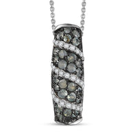 Narsipatnam Alexandrite and White Zircon 1.30 ctw Waves Pendant Necklace in Rhodium Over Sterling Silver 20 Inches