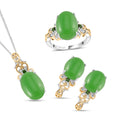 D'Joy Green Jade, Chrome Diopside Ring (Size 7.0), Earrings and Pendant without Chain in 18K Vermeil YG and Rhodium Over Sterling Silver 26.25 ctw - Sticky add to cart bar