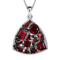Mozambique Garnet 5.00 ctw Trillion Shape Pendant Necklace in Rhodium Over Sterling Silver 20 Inches - Sticky add to cart bar