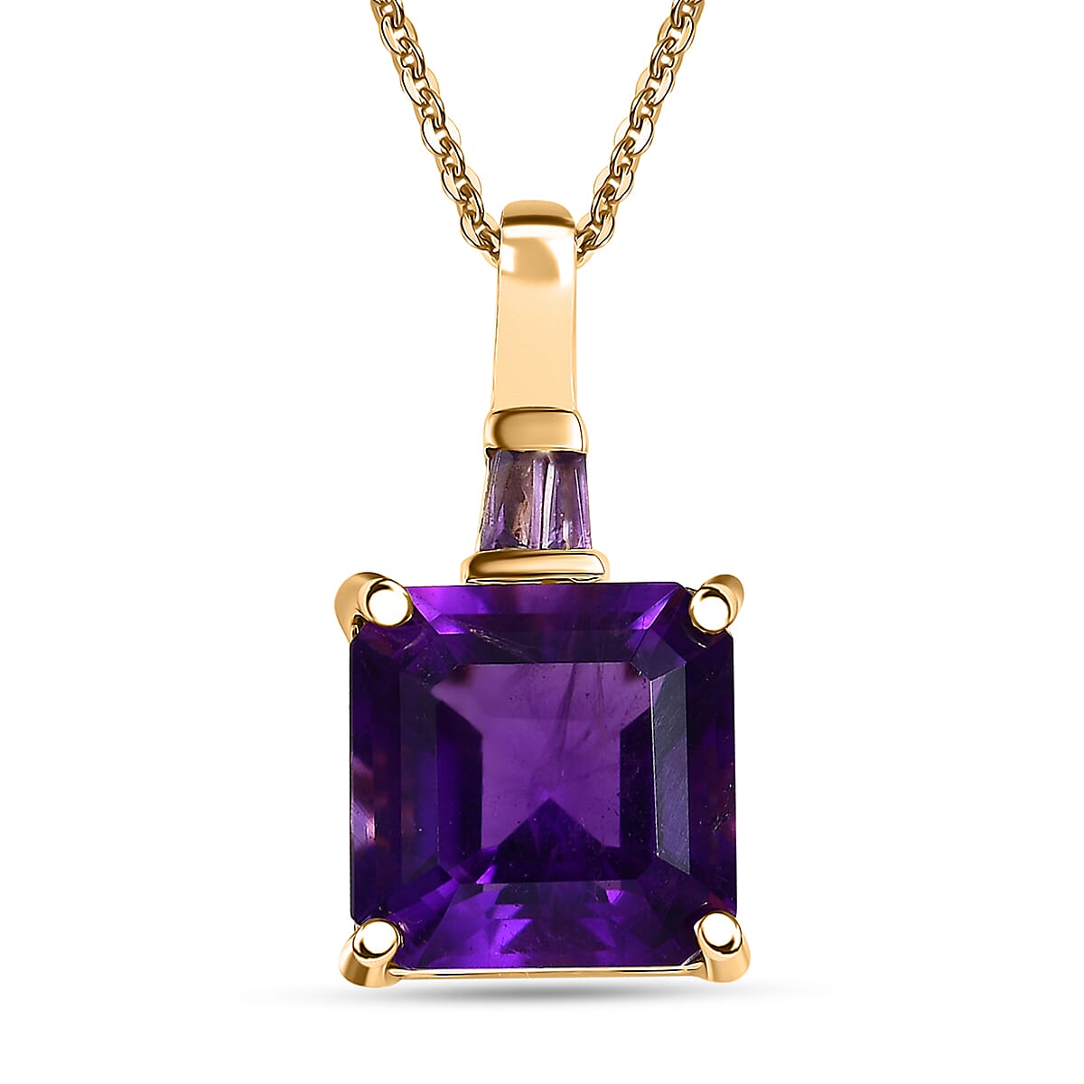 African Amethyst 4.90 ctw Pendant Necklace in 18K Vermeil Yellow Gold Over Sterling Silver 20 Inches