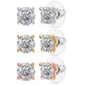 Set of 3 J Francis Embellished with Zirconia by Swarovski 7.85 ctw Solitaire Stud Earrings in 18K YRG and Platinum Over Sterling Silver - Sticky add to cart bar