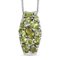 Arizona Peridot and White Zircon 3.30 ctw Verdant Mosaic Pendant Necklace in Rhodium Over Sterling Silver 20 Inches - Sticky add to cart bar
