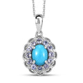 Sleeping Beauty Turquoise and Tanzanite 1.50 ctw Azure Majesty Pendant Necklace in Platinum Over Sterling Silver (20 Inches) - Sticky add to cart bar