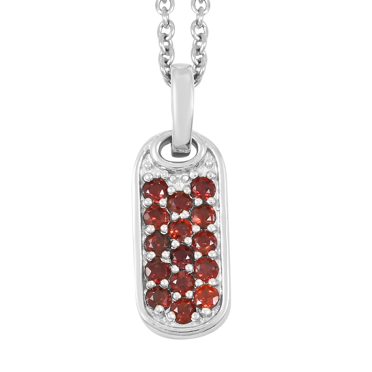 Mozambique Garnet 1.10 ctw Dogtag Pendant Necklace in Stainless Steel 20 Inches